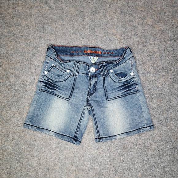 Dollhouse Denim Shorts Low Rise Studded Pockets Girls Size‎ 5/Small - Picture 2 of 6